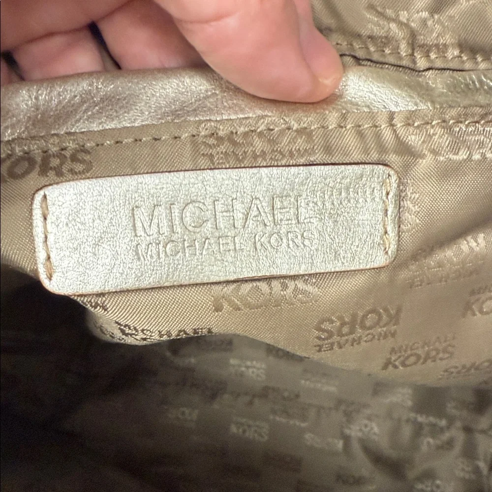 Vintage Michael Kors Tan Canvas Hobo Shoulder Bag